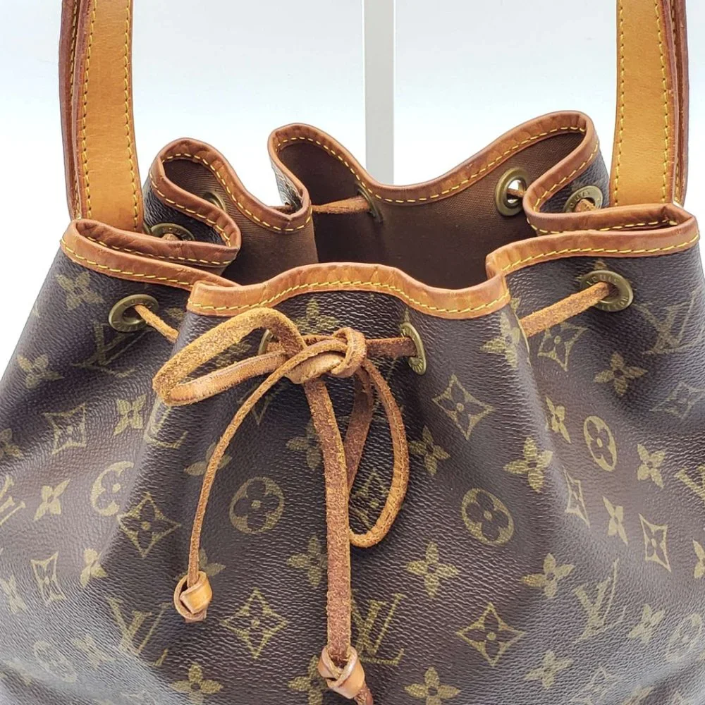 100% AUTHENTIC LOUIS VUITTON MONOGRAM PETIT NOE DRAWSTRING BAG #0450 - Picture 6 of 16